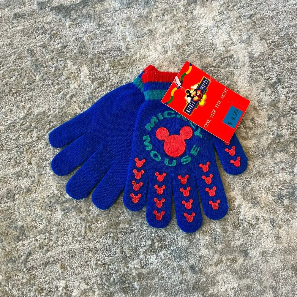 Vintage Mickey for Kids Blue Gloves NWT